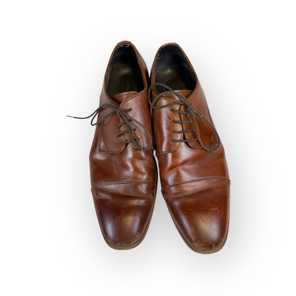 Asher Green Mens Brown Leather Cap Toe Lace Up Oxford Dress‎ Shoes Size 10.5